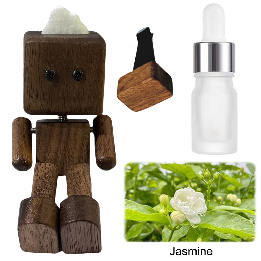Shaking Wooden Man Fragrance Diffuser Figurine Car Decoration Small Ornaments Leg-swinging Robot Figurine Cute Wood Man Car Goo