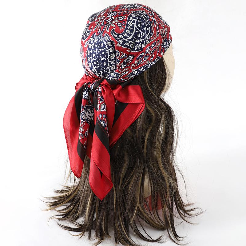 Head Scarf Women Luxury Brand Square Silk Foulard Satin Bandana Summer Soft Neckerchief Hijab Hair Scarves For Ladies