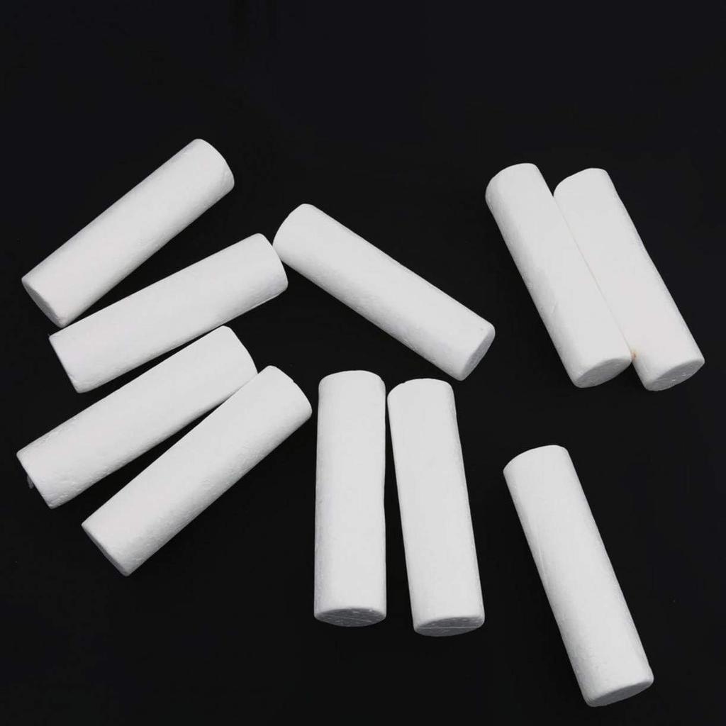 50-Pack 10x4cm Mini White EPS Hard Foam Rod/Cylinder Craft