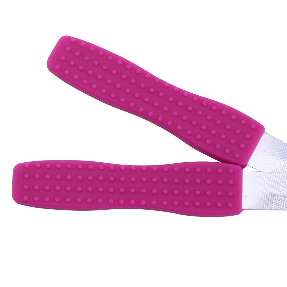 2pcs Stainless Steel Nail File Manicure Tools Double Sides Buffing Stick Silicone Handle