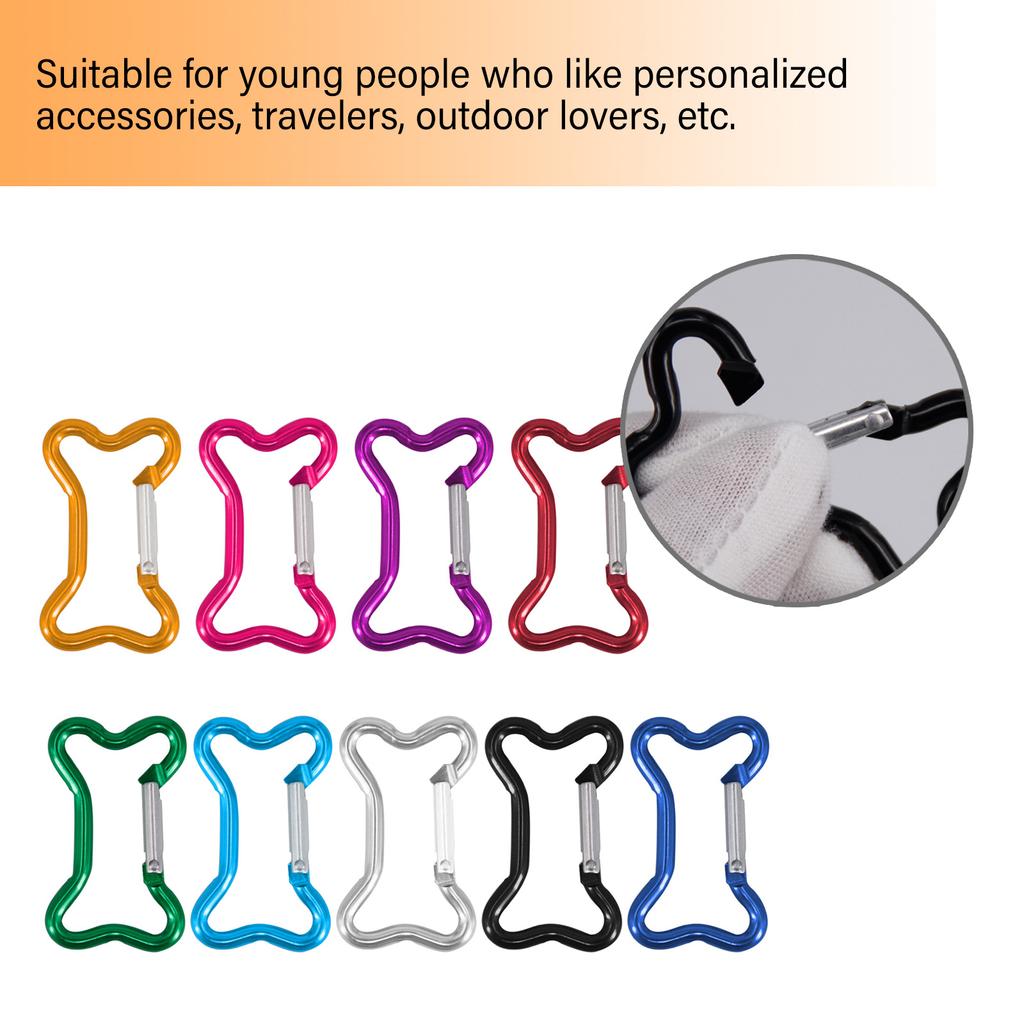 5Pcs Aluminum Alloy Bone Shape Spring Clasps Snap Hook Clip Carabiner Keychains Bag Clip Hook Buckle Connectors