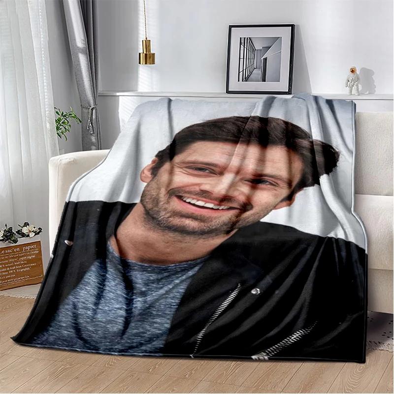 3D Sebastian Stan Handsome Actro Soft Flannel Blanket for Bed Bedroom Sofa Picnic,Throw Blanket for Cover Office Gift Kids