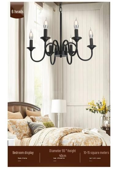 American Vintage Wrought Iron Chandelier for Living Room, Dining Room, or Bedroom