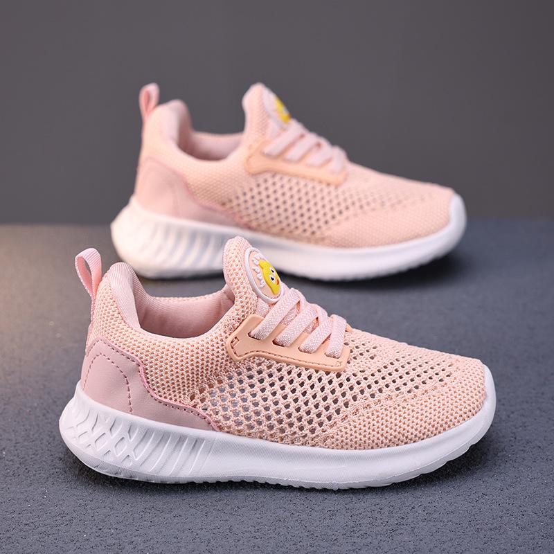 

New Style Boys Sports Shoes, Mesh Fabric, Breathable, One-piece Slip-on Girls Shoes, Running Shoes 27 розовый