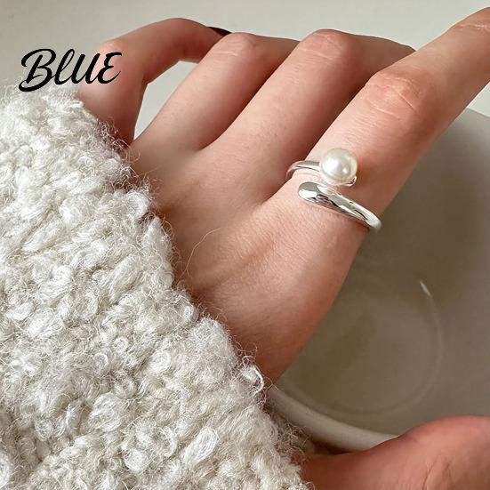 Adjustable Faux Pearl Ring Finger Natural Imitation Pearls Opening Band