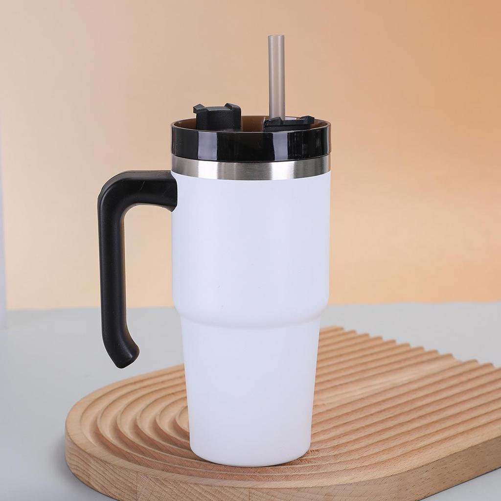 Insulated 20oz/30oz Stainless Steel Cup with Handle and Straw – Perfect Business Gift