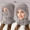 Damen Winter Fleece-gefütterter gestrickter Kapuzenschal