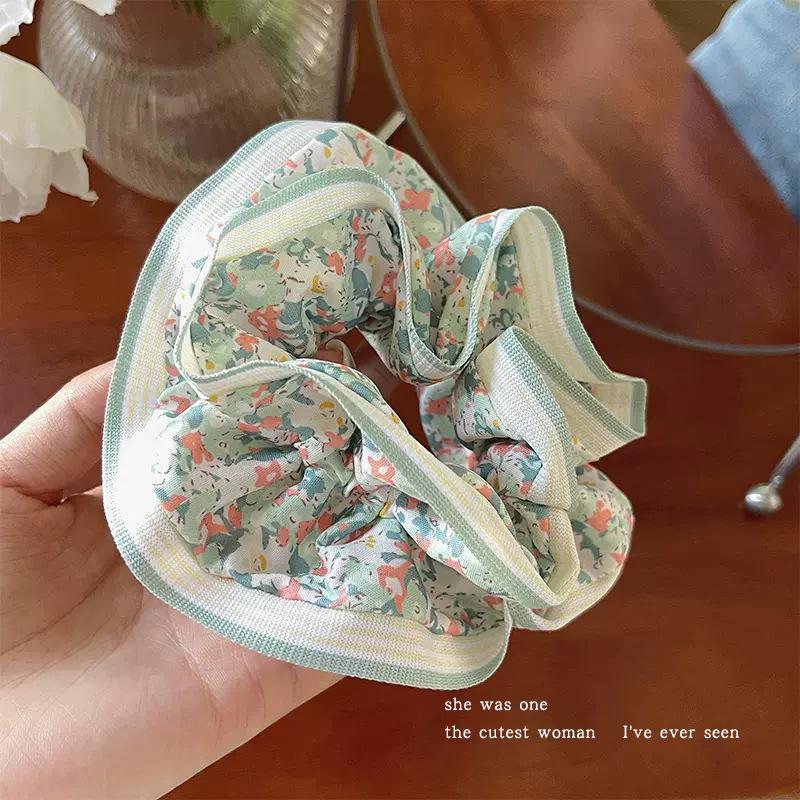 Korean Floral Print Scrunchies Fashion Hairband Hair Rope for Ponytail Holder Elastic Hair Band Sweet Hair Ties Hair Accessories