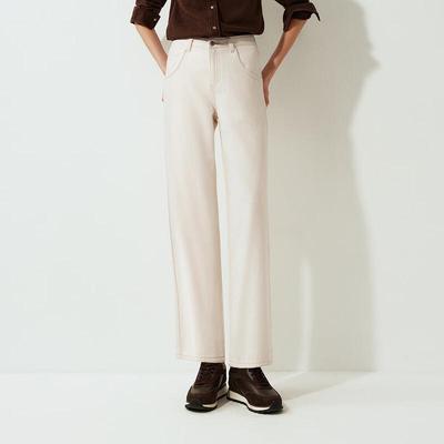 Semir Women's Winter Brushed Wide-Leg Denim Trousers
