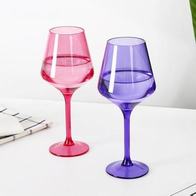 1 Piece 460ML Unbreakable Colorful Plastic Wine Glass Reusable Luxury For Party Outdoor Drop Resistant High Footed Cup