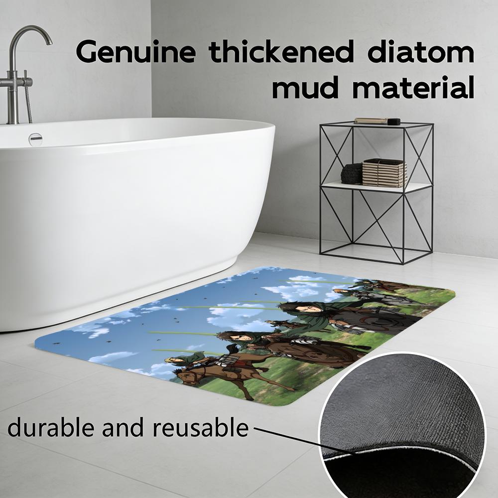 Anime A-Attack On Titan Floor Mat Diatomite Bath Mat, Quick Dry Absorbent Non-Slip Door Mat