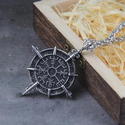 Stainless Steel Viking Pendant for Men Odin Amulet Vegvisir Scandinavian Jewelry Fashion Accessory