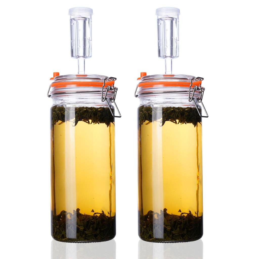 1.3L Glass Fermentation Kit (2-Pack) – Pickling Containers, Glass Jars, Weights & Airlocks, for Sauerkraut, Kimchi, Kombucha, Pickles