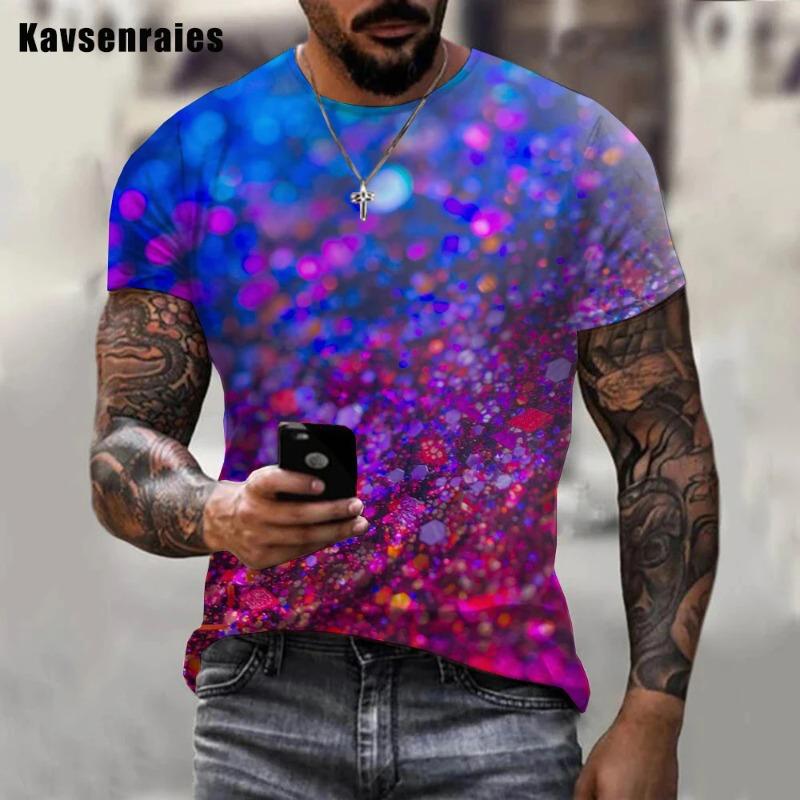 Men Women Colorful Glitter 3D Printed Men T-shirt Summer Fashion Casual Oversize Short Sleeve