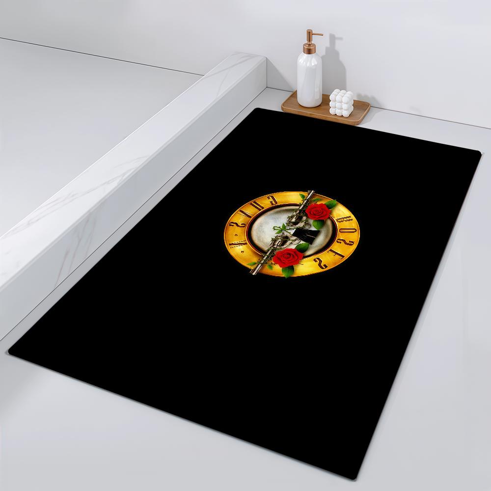

Door Roses Mat Bedside Entrance Band G-Guns Bath Floor Decoration Corridor Rock Door Mat Carpet Hard N Living Room Balcony 40cm x 60cm