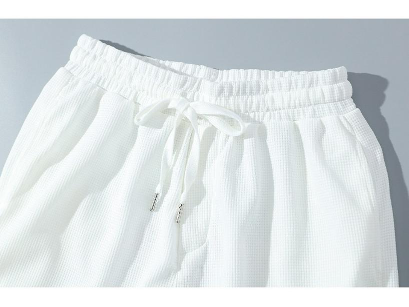 2025 Sommer Herren Faux Zweiteiler Waffel T-Shirt & Shorts Freizeit Sport Set