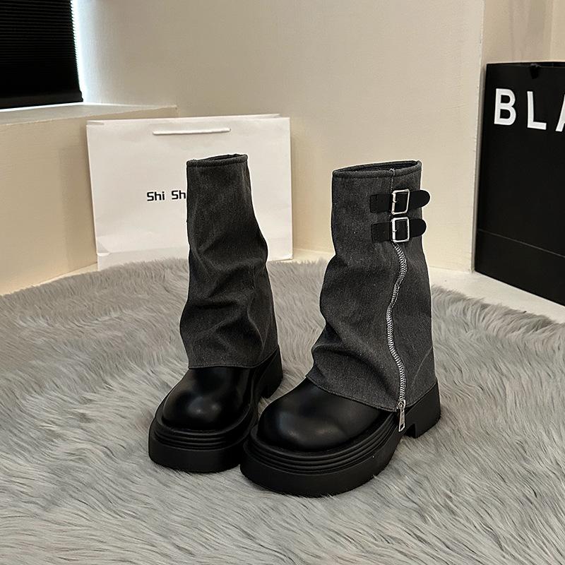 Retro British style thick-soled high-top Martin boots women's autumn and winter design sense fashion small man thin explosion short boots