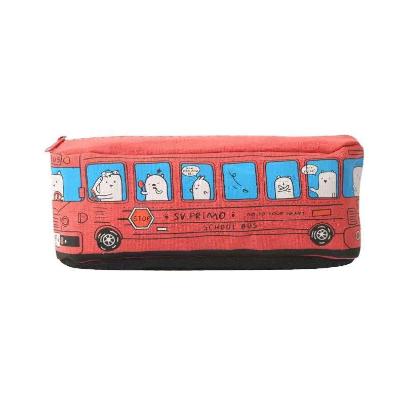 Creative Cartoon Bus Pencil Case - Large Capacity, Cute Korean Style