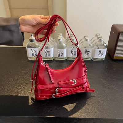 Versatile Crossbody Bag for Women Red Wine Shoulder Bags Monochromatic Texture Fashionable Shopping and Travel Women's Bags