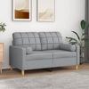 Vidaxl 2-Seater Sofa With Cushions, Light Gray, 120 Cm, Fabric