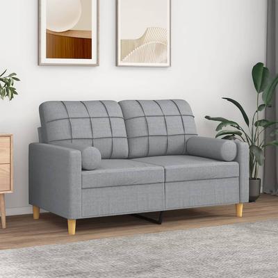 Vidaxl 2-Seater Sofa With Cushions, Light Gray, 120 Cm, Fabric