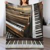 Piano montage vintage musical instrument Throw Blanket Machine Washable Soft Warm Blanket