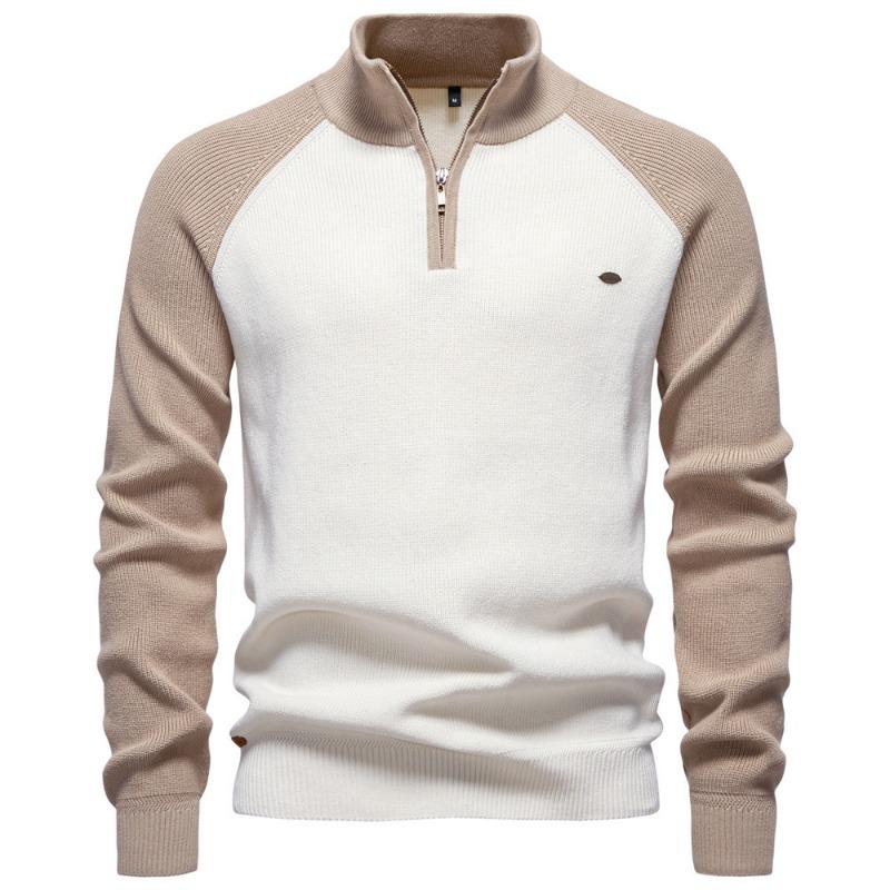 New Autumn and Winter Men s Sweaters Long-sleeved Half-zip Stand-Collar Solid Color Versatile Casual Trendy Sweater S