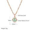 Simple Romantic Green Natural Zircon Bridal Pendant Necklace Luxury  Rose Gold Color Daily Fine Jewelry Women Gift