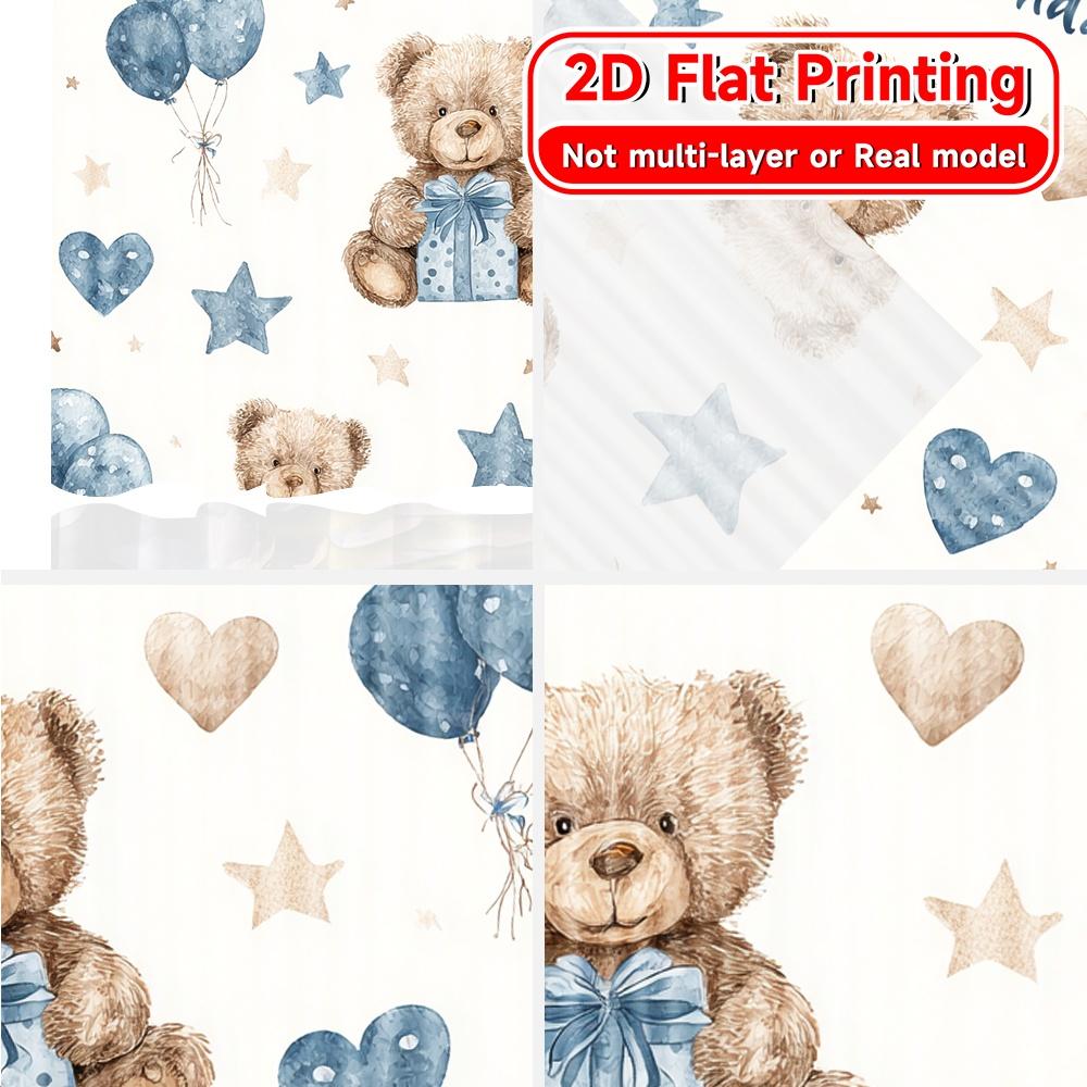 2D Flat Printing  2pcs Birthday Bear Fest Popular Window Curtain Versatile 100% Polyester Curtains Decorations For Home Ldeal for