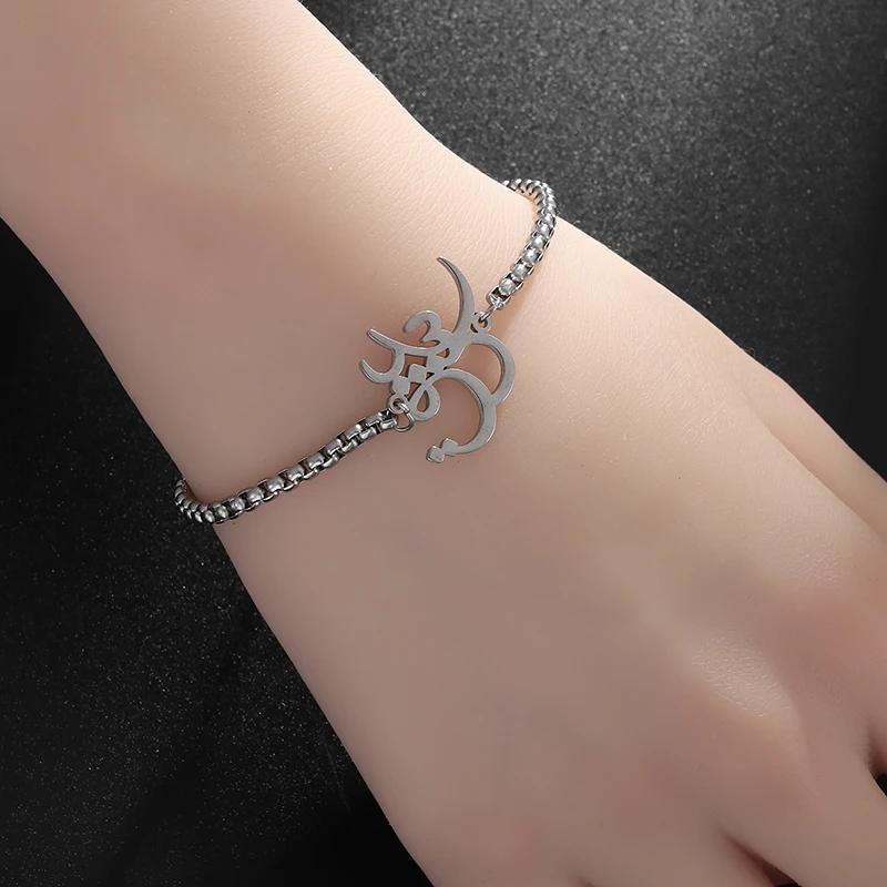 Stainless Steel Indian Zen Yoga Om Bracelet Women Fashion Charm Amulet Yoga Jewelry Accessory