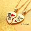 Sun Moon Stars Patchwork BFF Heart Necklace for Best Friends Forever