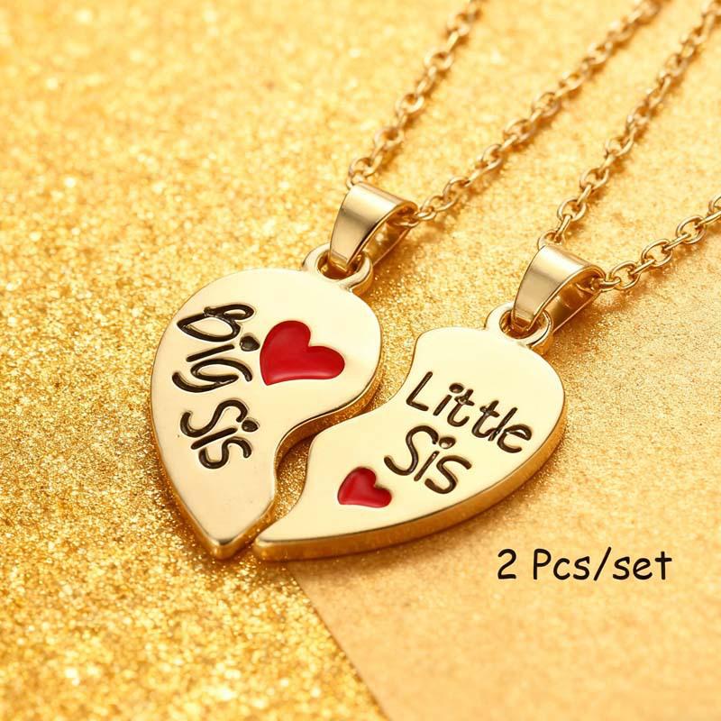 Sun Moon Stars Patchwork BFF Heart Necklace for Best Friends Forever