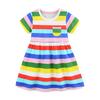 Sommerkleid für Mädchen: Modisches Prinzessinnenkleid mit Regenbogenmuster aus Baumwolle für Kinder