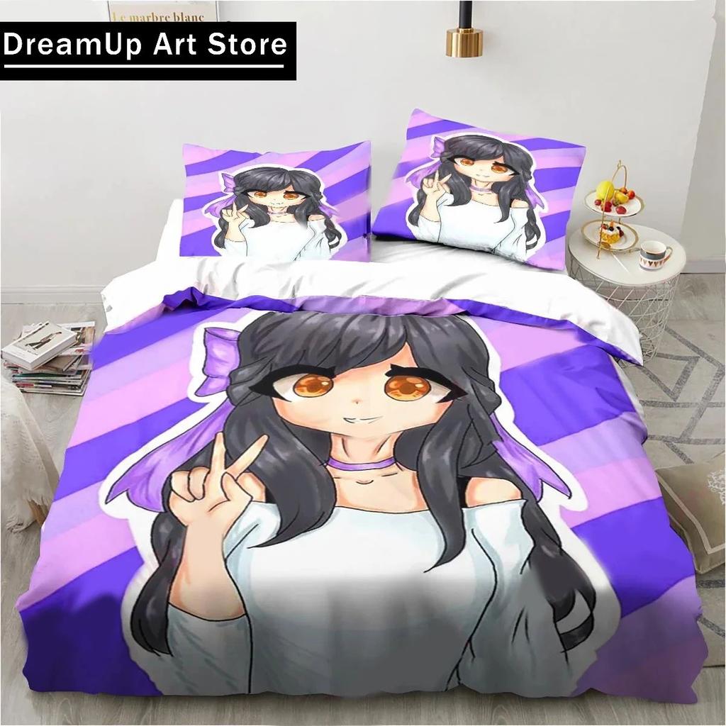 Cartoon Game Cute Aphmau with Wings Bedding Set Boys Girls Twin Queen Full Size Duvet Cover Pillowcase Bed Adult Bedroom