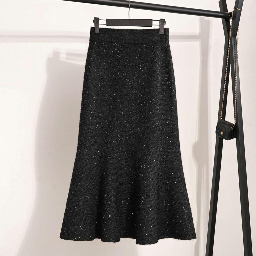 Elegant Blue High-Waisted Mermaid Skirt – No-Pill, Hip-Hugging Design with Stylish Zipper