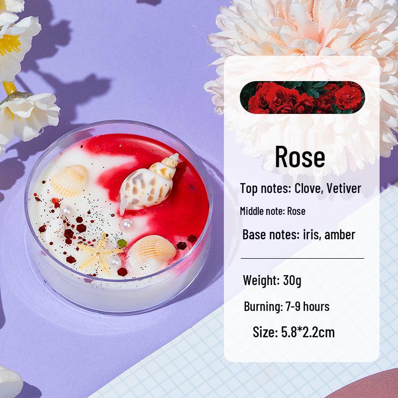 Scented Soy Wax Candles with Dried Flowers and Glitter - Crystal Shell Collection Gift Set