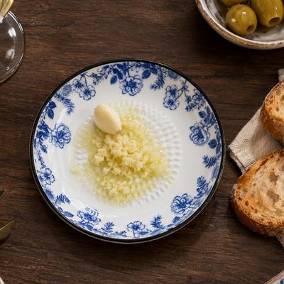 Yousheng Garlic Grater Plate, Ceramic Ginger Mincer Plate, All-in-One Grinding Mixing Serving Tool for Garlic Ginger Turmeric Cheese Tomato