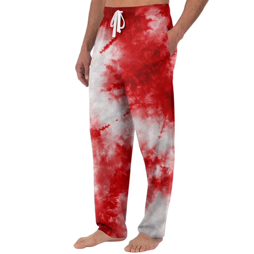 Men's Knitted Halloween Print Pocket Casual Pants Pajama Pants
