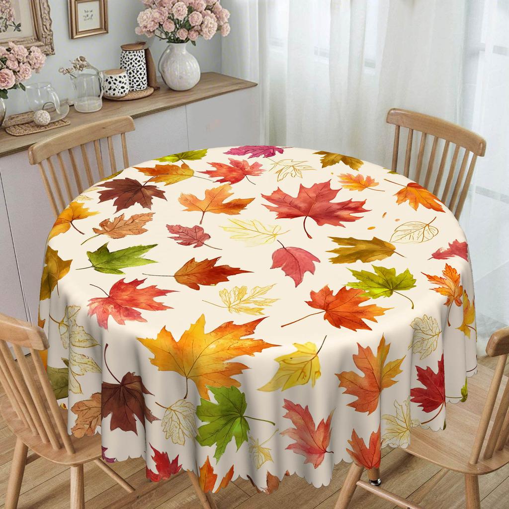 1 Rectangle Tablecloth With Colored Maple Leaf Pattern, Machine Washable - Perfect For Fall Thanksgiving
