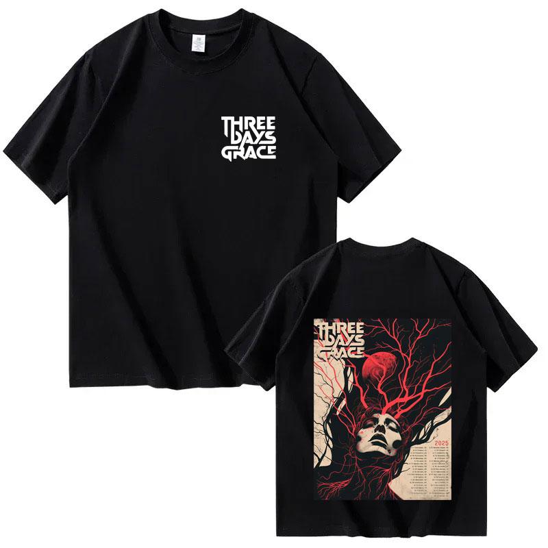 

Singers Three Days of Grace Harajuku Mens and Womens Fashion Roundneck 2026 Summer Pure Cotton 100 Printed Tshirt XL