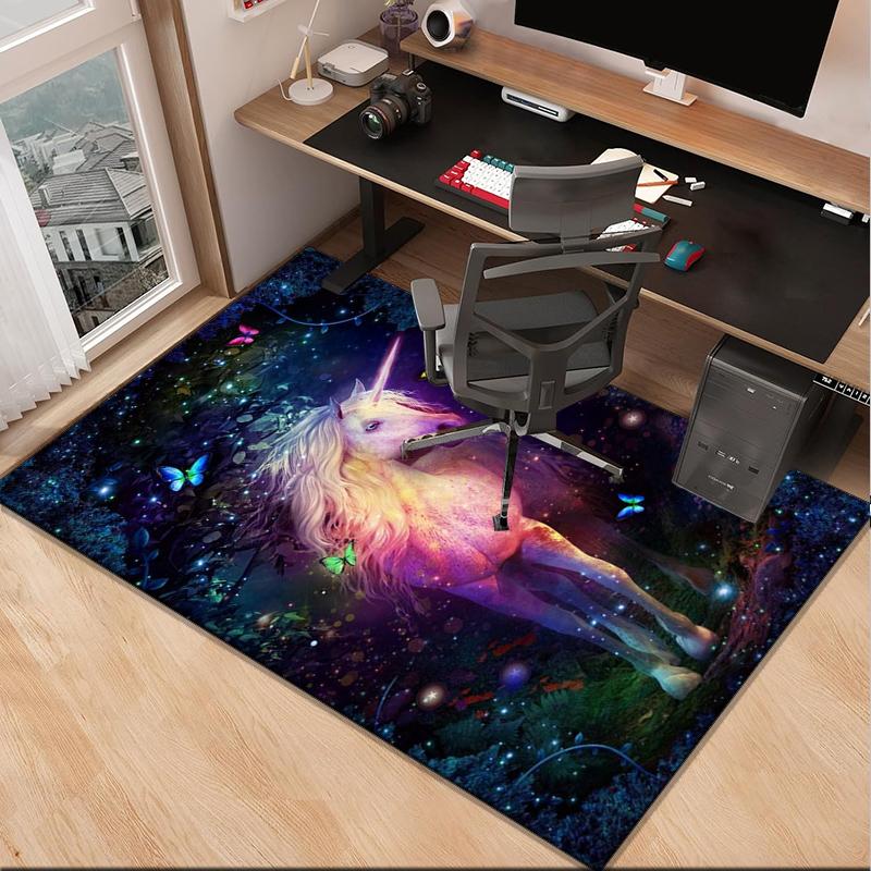 Magical Unicorn Garden Office Rug Chair Mat, Entryway Carpet, Suitable for Front Door, Bedroom, Living Room, Desk, Holiday Gift