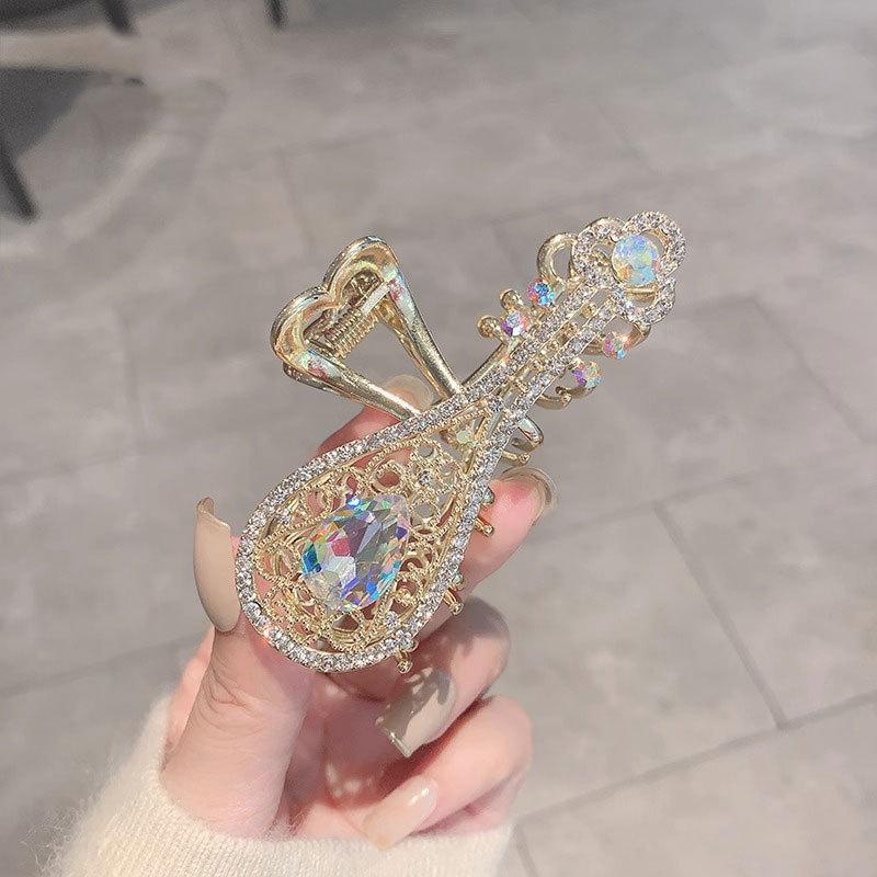 Fashion Bow Pearl Rhinestone Flower Grab Clip Temperament Half Tie Hairpin Disc Hair Shark Clip