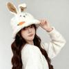 Rabbit ears plush hat women's autumn and winter warm big head circumference bucket hat cartoon college wind washbasin hat