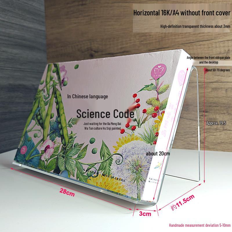 Acrylic Book Display Stand - Transparent Desktop Document Holder and Shelf