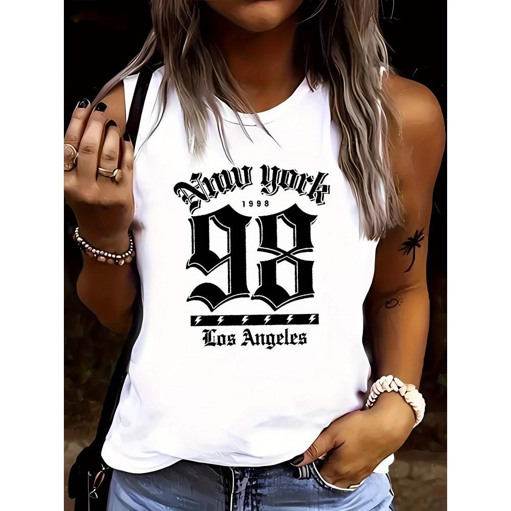 Tanktop für Damen im hawaiianischen Stil mit Buchstabenprint Sommer Alltäglich Lässig Damen Ärmelloses T-Shirt Urban Street Fashion Tanktop