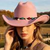 Woolen Western Cowboy Hat Fedora Hat Top Hat Fashion Jazz Hat  Ladies