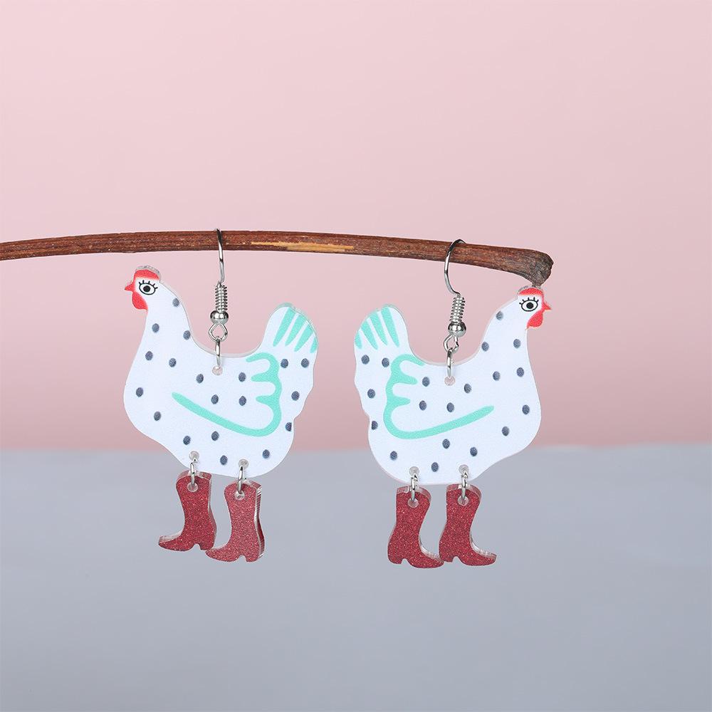 Custom Environmentally Friendly Acrylic Earrings, Cartoon Color Hen-Shaped Earrings Earrings.