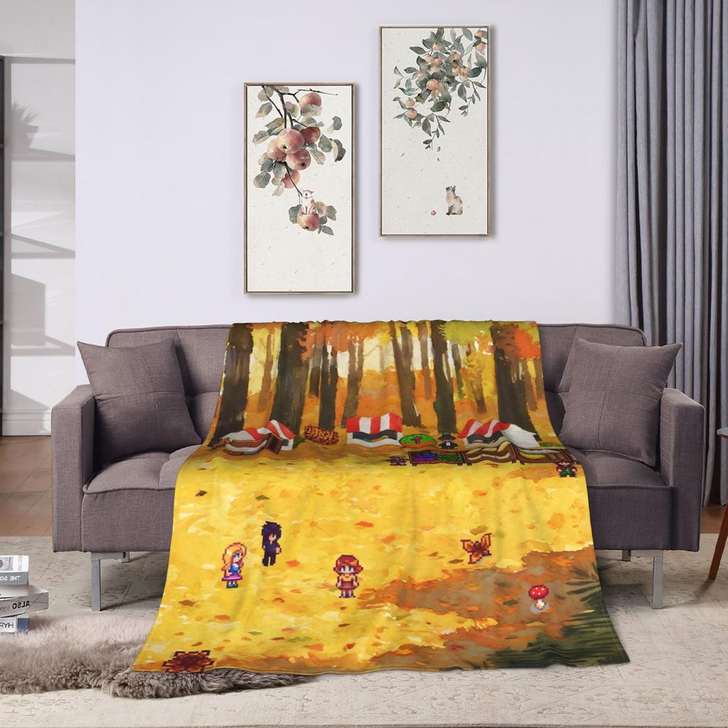 Stardew Valley Animals Chicken Flannel Blanket  Warm Soft Throw Blanket for Couch Chair Camping Novelty Bedspread Sofa Bed Cover