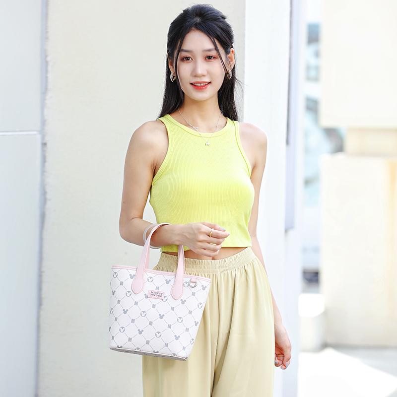 New Disney Mickey Series PU Tote Handbag, Shoulder Bag, Crossbody Bag, Handbag Regular Women's Pink BMK-71605P