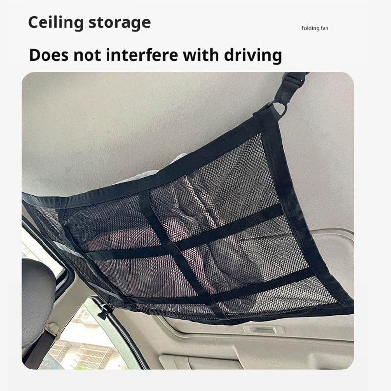 Car Roof Cargo Net with Mesh Access Panel and Mounting Hardware for Soft Item Storage In Cars SUVs and MPVs Daily Use